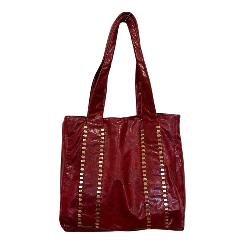 Braciana Ted faux leather tote with gold metal detailing shoulder satchel bag